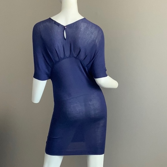 WHITE LABEL Blue Thin Knit Mini Dress Size S Made in ITALY - Picture 2 of 9